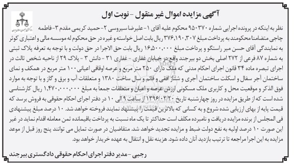 مزایده,مزایده ملک 250 متر نوبت اول