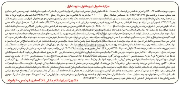 مزایده,مزایده ششدانگ زمین به مساحت 2800متر