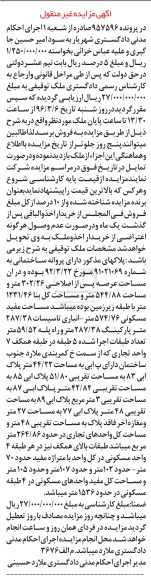 مزایده,مزایده ملک عرصه پس از اصلاحی 302.26متر
