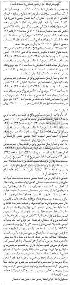 مزایده,مزایده 5 واحد اپارتمان از ساختمان 5 طبقه 16 واحدی