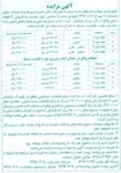 مزایده,مزایده فروش نه قطعه زمین نوبت دوم