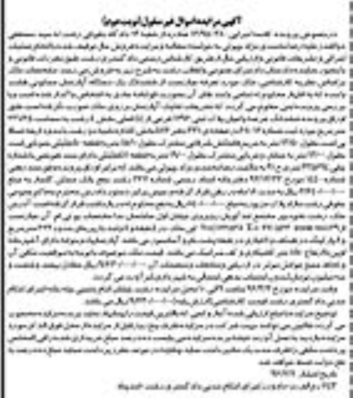 مزایده,مزایده ششدانگ اپارتمان مسکونی 221.65متر