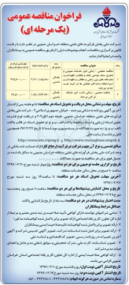 فراخوان مناقصه عمومی, مناقصه مناقصه حجمی - زمانی امور خدمات عمومی و دفتری ستاد