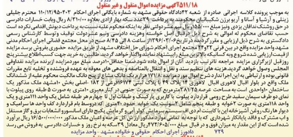 مزایده,مزایده 171.8 هزارم یک دانگ مشاع از 5 دانگ مالکیت از ملک