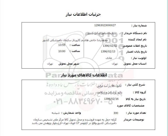 استعلام اتانول 96 درصد ایرانی
