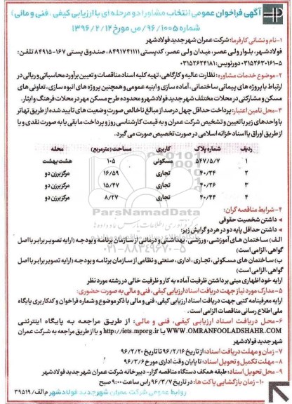 آگهی فراخوان عمومی , فراخوان نظارت عالیه و کارگاهی ، تهیه کلیه اسناد مناقصات 