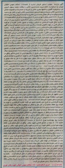 مزایده,مزایده ششدانگ زمین به مساحت 57.78متر