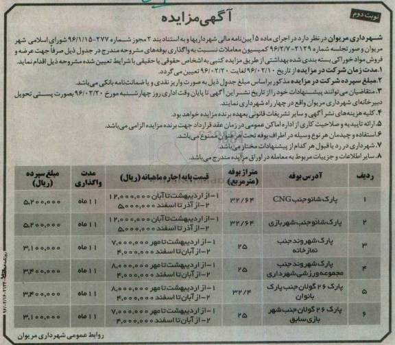 آگهی مزایده , مزایده واگذاری بوفه- نوبت دوم