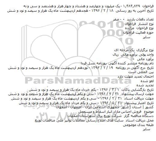 مزایده فروش اجناس مازاد انبار اسقاط و مستعمل