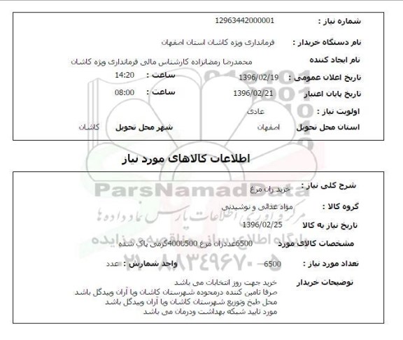 استعلام, استعلام خرید ران مرغ  