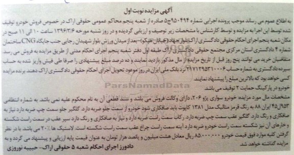 مزایده خودرو سواری پژو 206