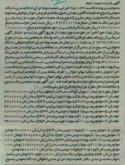 مزایده بویلر کوالاب ... نوبت دوم