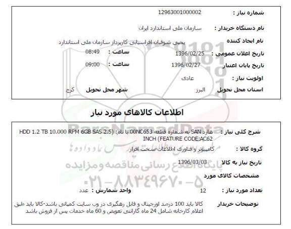 استعلام هارد san