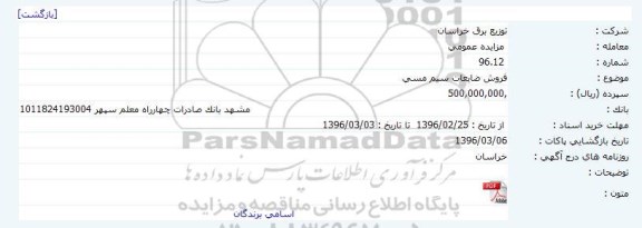 مزایده عمومی،مزایده عمومی فروش ضایعات سیم مسی