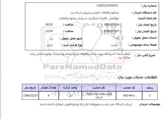 استعلام , استعلام انجام خدمات آشپزخانه