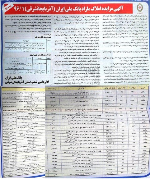 مزایده,مزایده فروش قسمتی از املاک مازاد نقد اقساط 