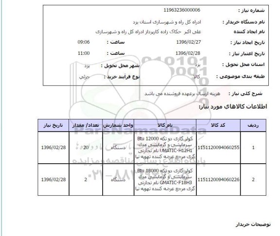 استعلام کولر گازی