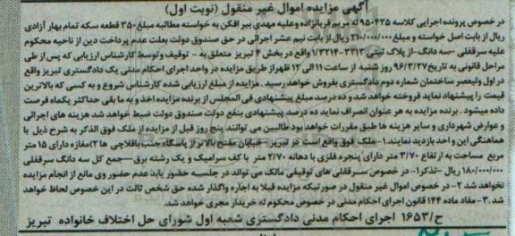 مزایده,مزایده ملک مغازه مساحت 15 متر نوبت اول