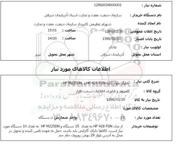 استعلام, استعلام چاپگر چهار کاره hp 428 fdn و hp m225dn 