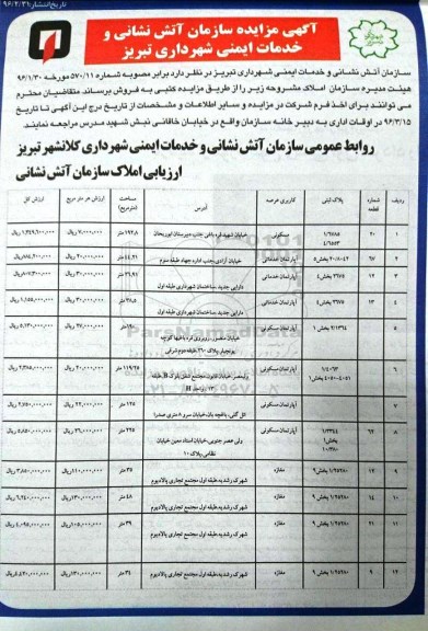 مزایده,مزایده فروش املاک کاربری مسکونی.آپارتمان خدماتی