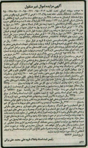 مزایده,مزایده ششدانگ یکباب خانه مساحت 468متر