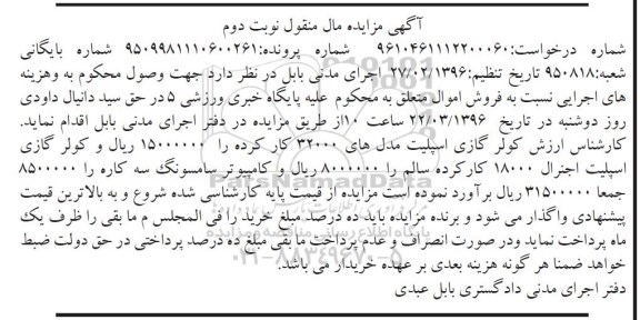 مزایده انواع کولر گازی اسپیلت ...