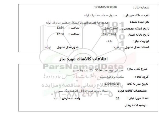 استعلام صندلی اروند مدل 5514 