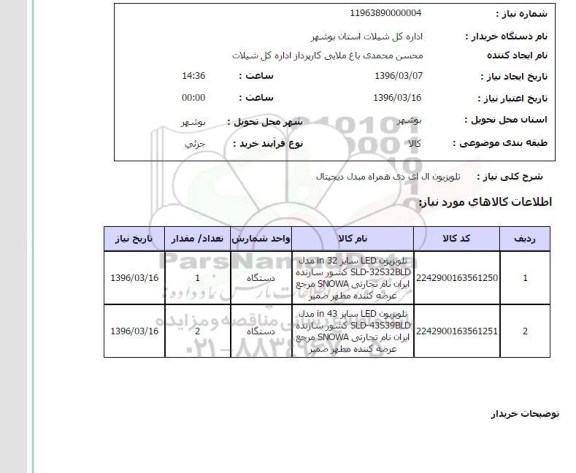 استعلام, استعلام تلویزیون 