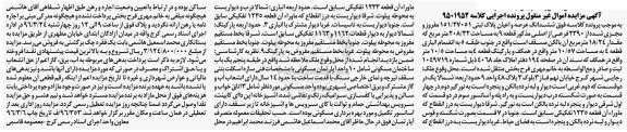 مزایده,مزایده ششدانگ عرصه و اعیان پلاک ثبتی 208.32متر