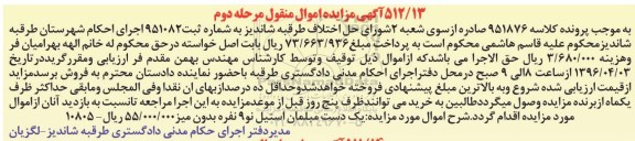 مزایده, مزایده یک دست مبلمان استیل نو 9 نفره - مرحله دوم