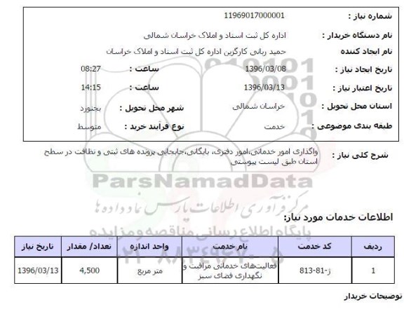 استعلام واگذاری امور خدماتی امور دفتری بایگانی....