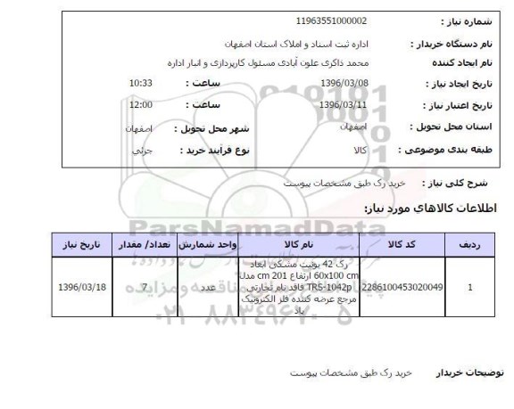 استعلام, استعلام رک 42 یونیت مشکی
