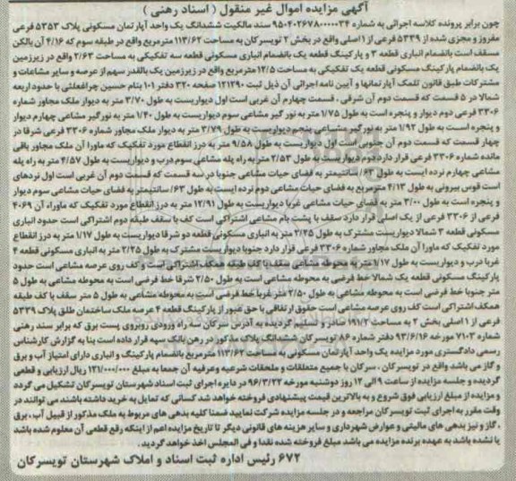مزایده,مزایده سند مالکیت ششدانگ آپارتمان 113.62متر 