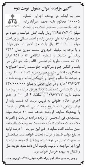 مزایده , مزایده خودروی سمند سورن - نوبت دوم