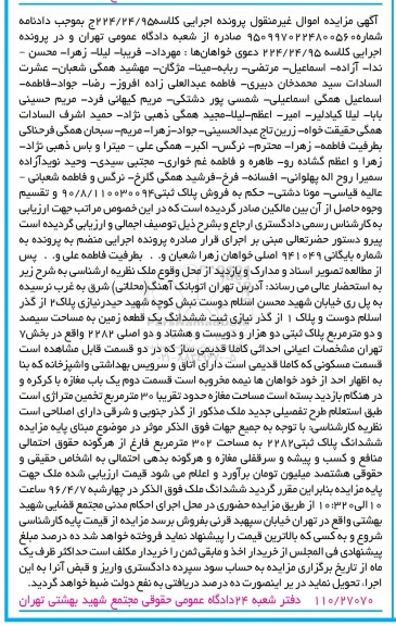 مزایده,مزایده ششدانگ زمین مساحت سیصد و دو متر