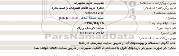 استعلام  ست بسته بندی