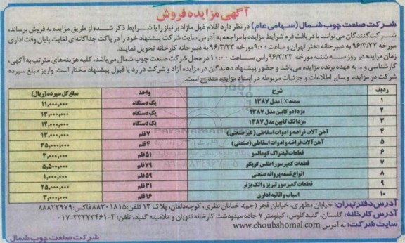 مزایده فروش سمند lx  ... 