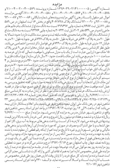 مزایده,مزایده منزل مسکونی عرصه به مساحت 1000مترمربع 