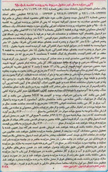 مزایده,مزایده ششدانگ اپارتمان قطعه هفت تفکیکی