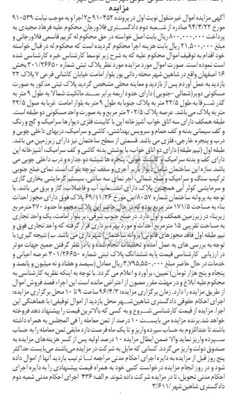 مزایده,مزایده پلاک ثبتی شماره 301.26650 بخش شانزده اصفهان