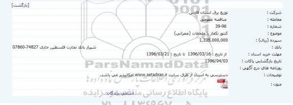 مناقصه عمومی، مناقصه کنتور تکفاز با ملحقات (عمرانی)  