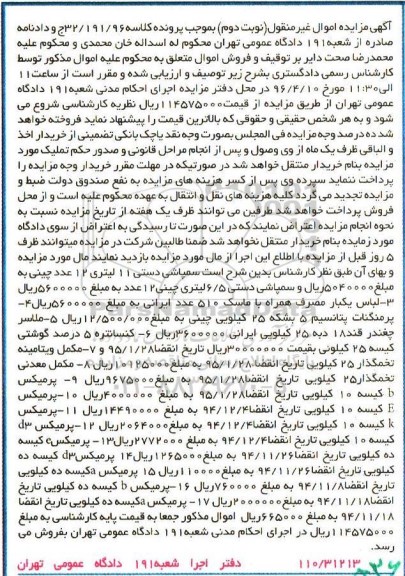مزایده , مزایده سمپاشی دستی 11 لیتری ، لباس یک بار مصرف همراه با ماسک و ... - نوبت دوم