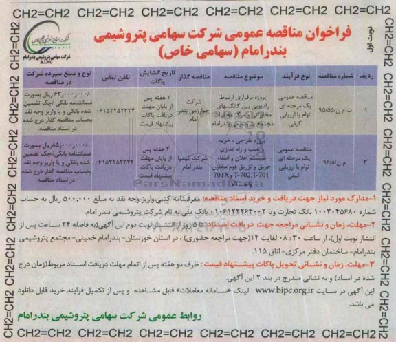 فراخوان مناقصات , فراخوان مناقصه پروژه برقراری ارتباط رادیویی بین کانکسهای مخابراتی 