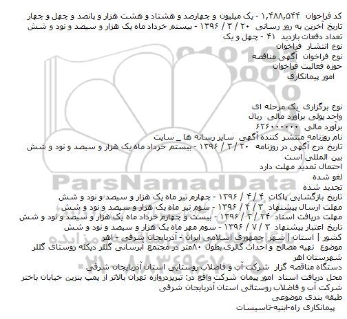 مناقصه , مناقصه تهیه مصالح و احداث گالری بطول ۸۰متر 