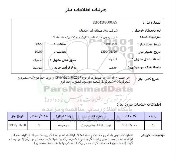 استعلام, استعلام  اجرا نصب و راه اندازی فیبر نوری 