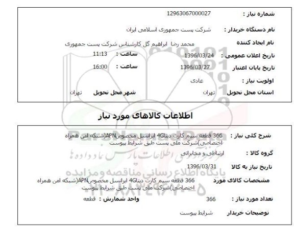 استعلام , استعلام 366 قطعه سیم کارت دیتا 4G  ایرانسل مخصوص APN 