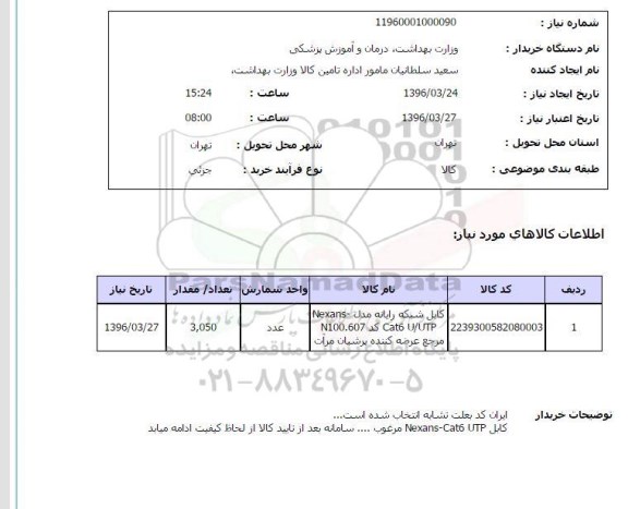استعلام, استعلام کابل شبکه رایانه