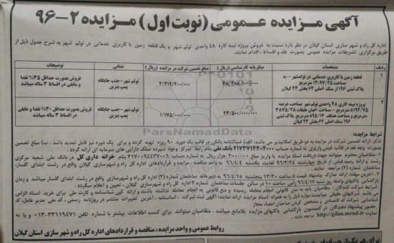 مزایده,مزایده فروش پروژه نیمه کاره 48 واحدی