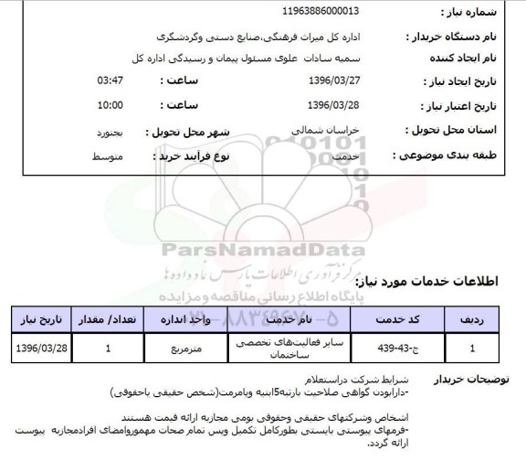 استعلام, استعلام سایر فعالیت های تخصصی ساختمان 