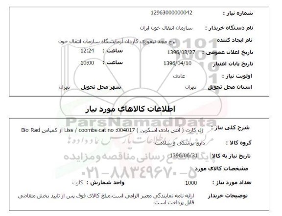استعلام , استعلام ژل کارت آنتی بادی اسکرین